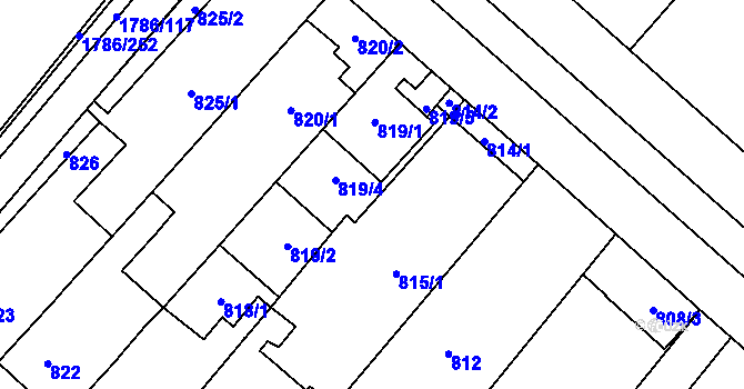 Parcela st. 815/2 v KÚ Sudoměřice, Katastrální mapa