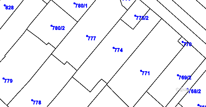 Parcela st. 775/1 v KÚ Sudoměřice, Katastrální mapa