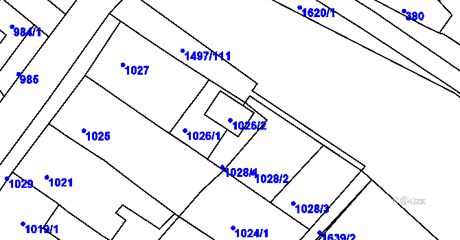 Parcela st. 1026/2 v KÚ Sudoměřice, Katastrální mapa