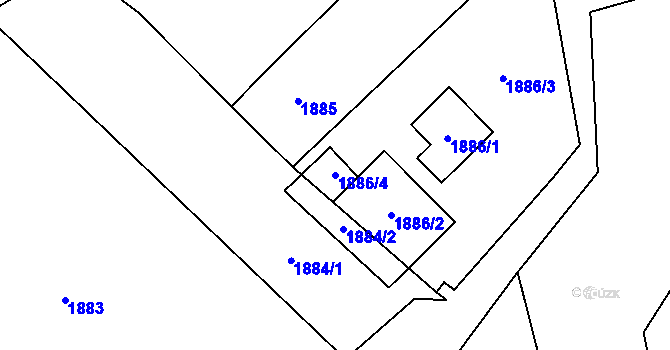 Parcela st. 1886/4 v KÚ Sudoměřice, Katastrální mapa
