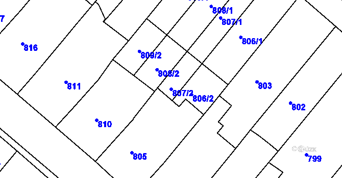 Parcela st. 807/2 v KÚ Sudoměřice, Katastrální mapa
