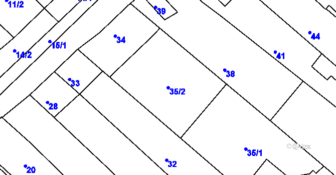 Parcela st. 35/2 v KÚ Sudoměřice, Katastrální mapa