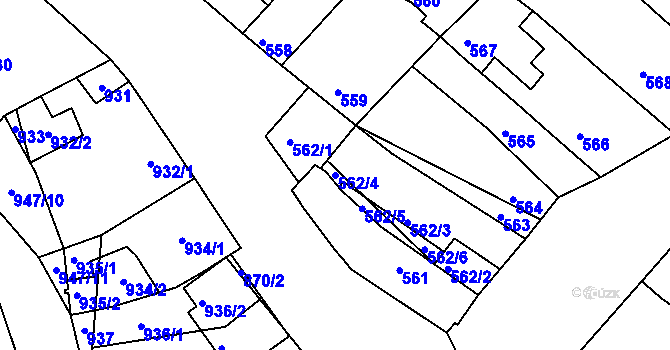 Parcela st. 562/4 v KÚ Sudoměřice, Katastrální mapa
