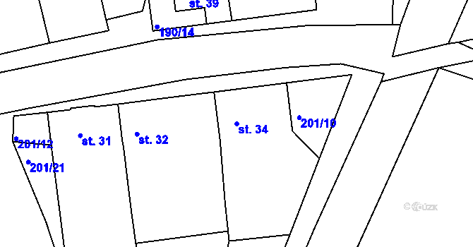 Parcela st. 34 v KÚ Bechyňská Smoleč, Katastrální mapa