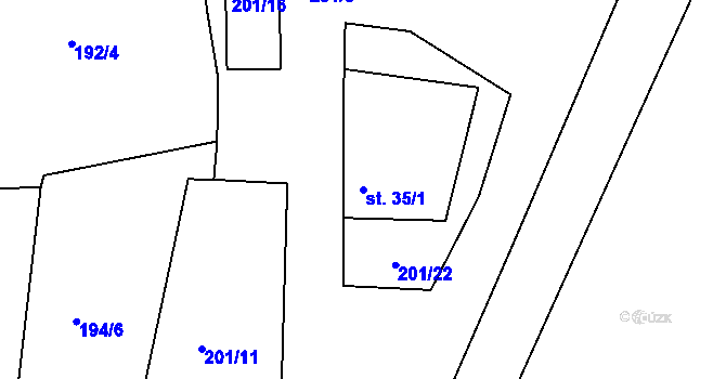 Parcela st. 35/1 v KÚ Bechyňská Smoleč, Katastrální mapa