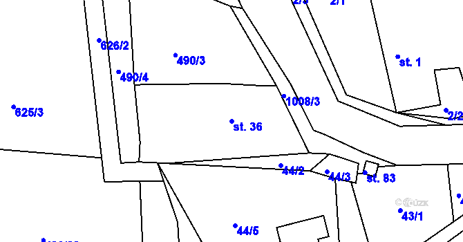 Parcela st. 36 v KÚ Bechyňská Smoleč, Katastrální mapa