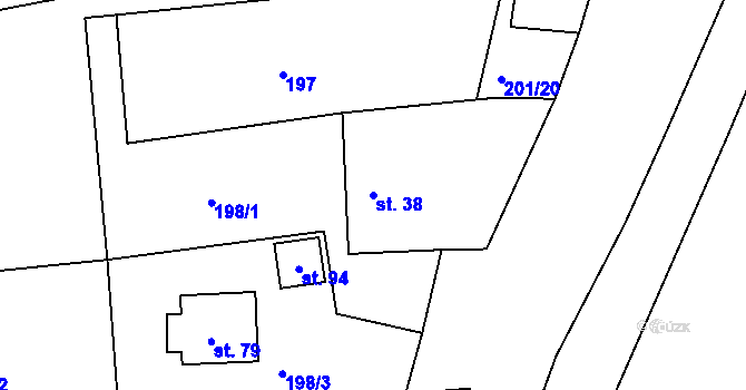 Parcela st. 38 v KÚ Bechyňská Smoleč, Katastrální mapa