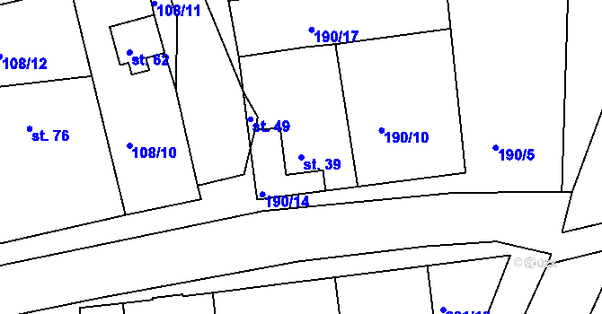 Parcela st. 39 v KÚ Bechyňská Smoleč, Katastrální mapa