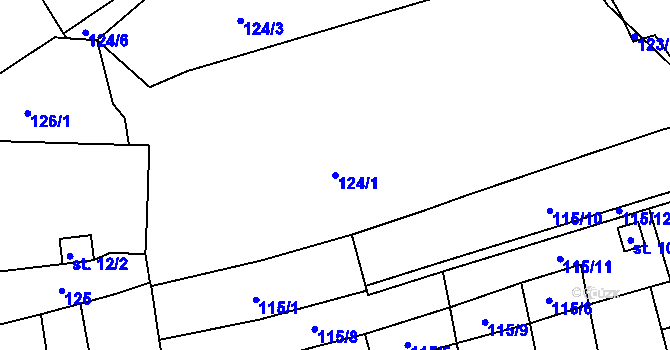 Parcela st. 124/1 v KÚ Bechyňská Smoleč, Katastrální mapa