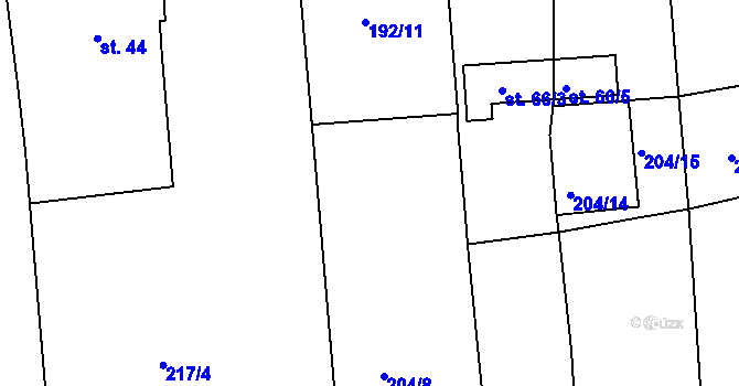 Parcela st. 204/3 v KÚ Bechyňská Smoleč, Katastrální mapa