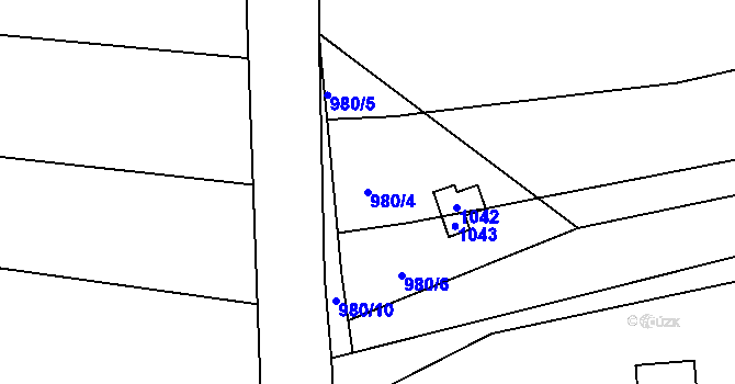 Parcela st. 980/4 v KÚ Bechyňská Smoleč, Katastrální mapa