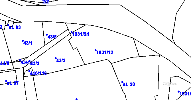 Parcela st. 1031/12 v KÚ Bechyňská Smoleč, Katastrální mapa