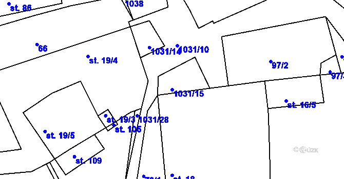 Parcela st. 1031/15 v KÚ Bechyňská Smoleč, Katastrální mapa