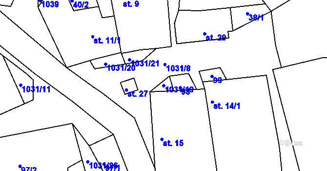 Parcela st. 1031/19 v KÚ Bechyňská Smoleč, Katastrální mapa