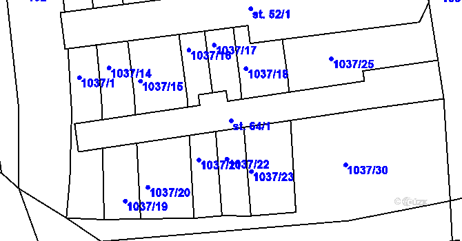 Parcela st. 64/1 v KÚ Bechyňská Smoleč, Katastrální mapa