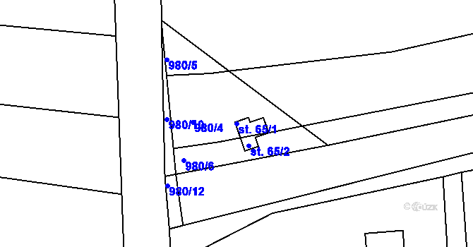 Parcela st. 65/1 v KÚ Bechyňská Smoleč, Katastrální mapa