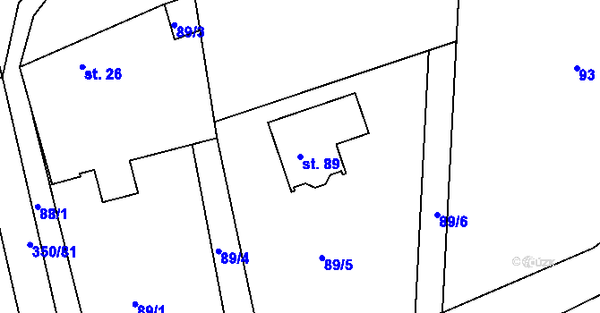 Parcela st. 89 v KÚ Bechyňská Smoleč, Katastrální mapa