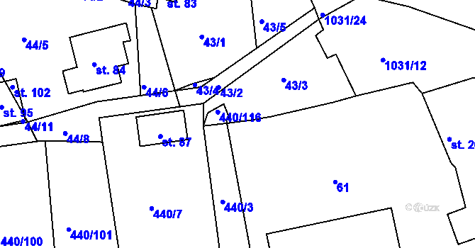 Parcela st. 43/6 v KÚ Bechyňská Smoleč, Katastrální mapa