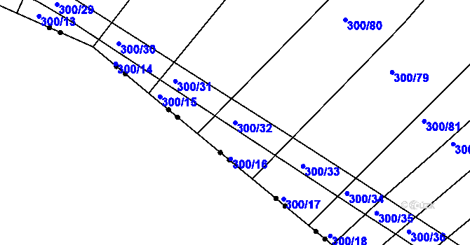 Parcela st. 300/32 v KÚ Bechyňská Smoleč, Katastrální mapa