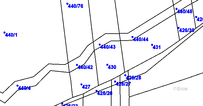 Parcela st. 426/25 v KÚ Bechyňská Smoleč, Katastrální mapa