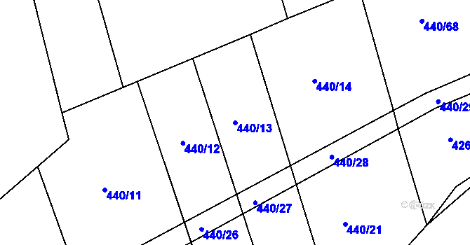Parcela st. 440/13 v KÚ Bechyňská Smoleč, Katastrální mapa