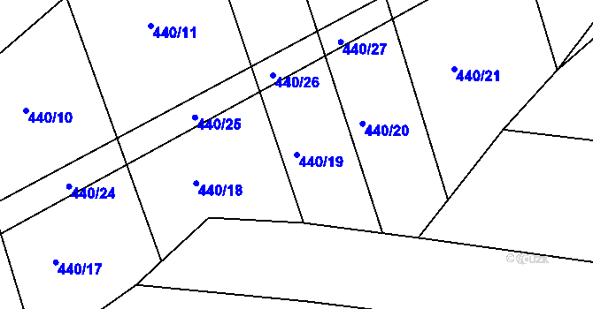 Parcela st. 440/19 v KÚ Bechyňská Smoleč, Katastrální mapa