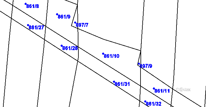 Parcela st. 861/10 v KÚ Bechyňská Smoleč, Katastrální mapa