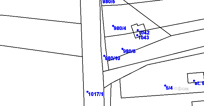 Parcela st. 980/12 v KÚ Bechyňská Smoleč, Katastrální mapa