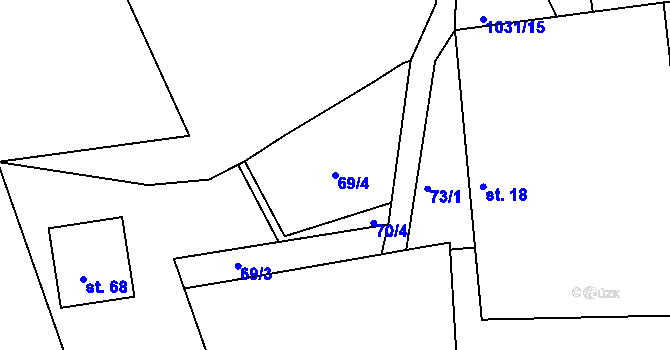 Parcela st. 69/4 v KÚ Bechyňská Smoleč, Katastrální mapa