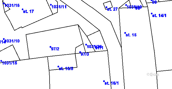 Parcela st. 1031/26 v KÚ Bechyňská Smoleč, Katastrální mapa