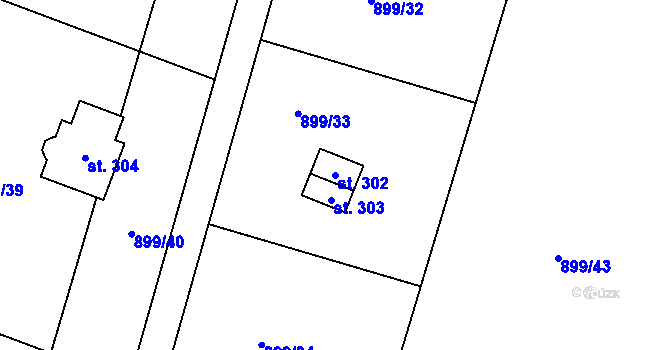Parcela st. 302 v KÚ Bežerovice, Katastrální mapa