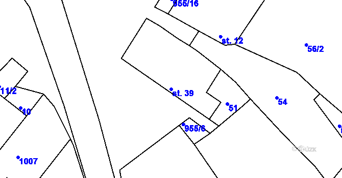 Parcela st. 39 v KÚ Bežerovice, Katastrální mapa