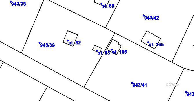 Parcela st. 83 v KÚ Bežerovice, Katastrální mapa