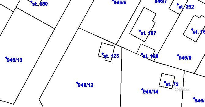 Parcela st. 123 v KÚ Bežerovice, Katastrální mapa