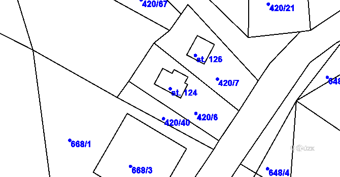 Parcela st. 124 v KÚ Bežerovice, Katastrální mapa
