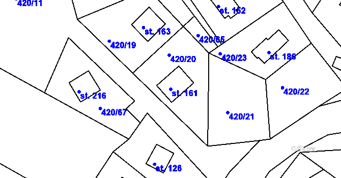 Parcela st. 161 v KÚ Bežerovice, Katastrální mapa