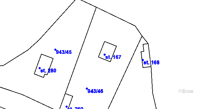 Parcela st. 167 v KÚ Bežerovice, Katastrální mapa