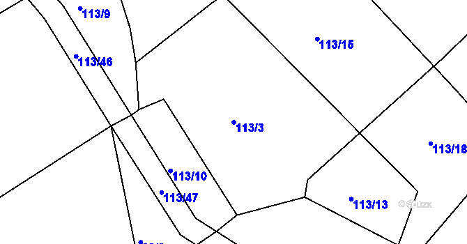 Parcela st. 113/3 v KÚ Bežerovice, Katastrální mapa