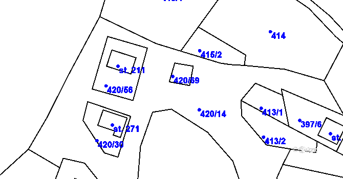 Parcela st. 420/14 v KÚ Bežerovice, Katastrální mapa