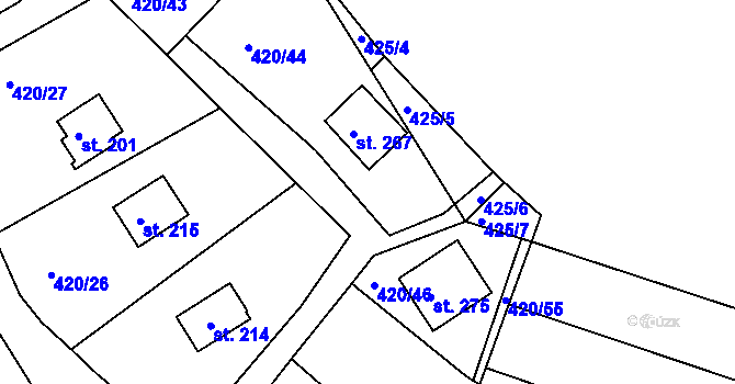 Parcela st. 420/45 v KÚ Bežerovice, Katastrální mapa