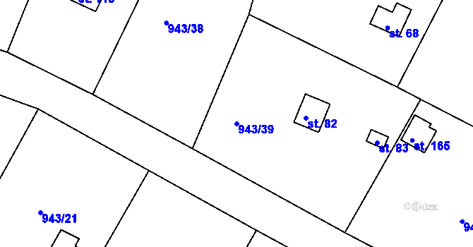 Parcela st. 943/39 v KÚ Bežerovice, Katastrální mapa