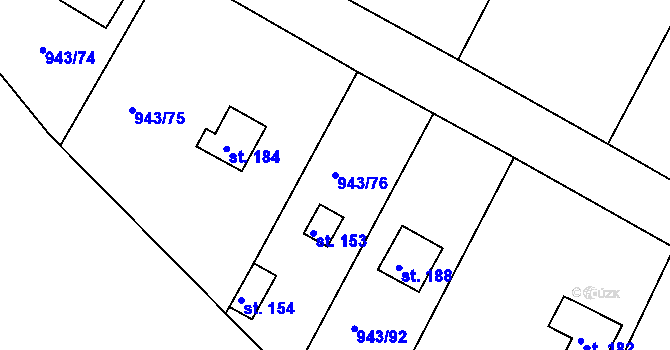 Parcela st. 943/76 v KÚ Bežerovice, Katastrální mapa