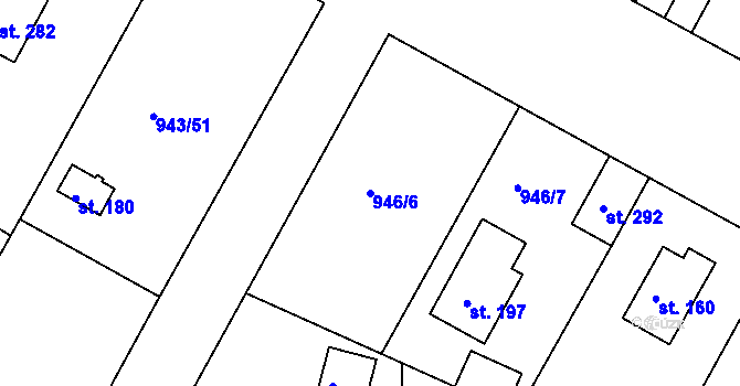 Parcela st. 946/6 v KÚ Bežerovice, Katastrální mapa