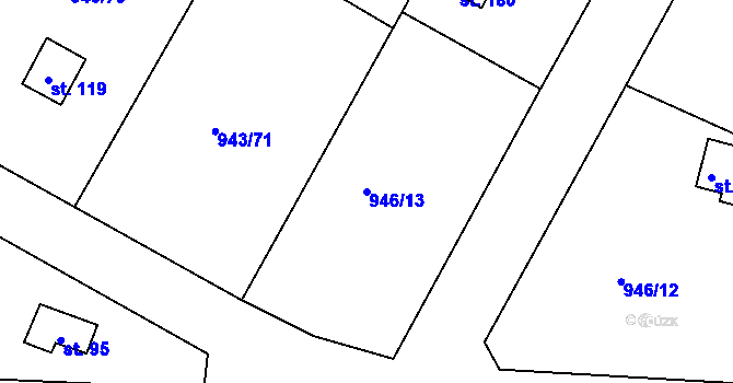 Parcela st. 946/13 v KÚ Bežerovice, Katastrální mapa
