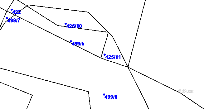 Parcela st. 425/11 v KÚ Bežerovice, Katastrální mapa