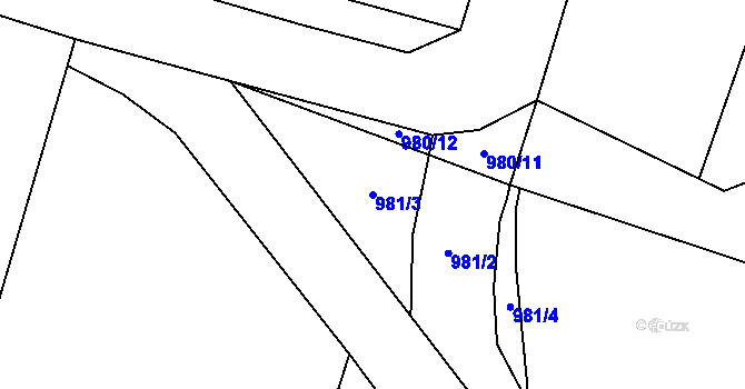 Parcela st. 981/3 v KÚ Bežerovice, Katastrální mapa