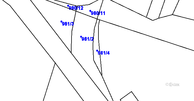 Parcela st. 981/4 v KÚ Bežerovice, Katastrální mapa