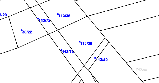 Parcela st. 113/39 v KÚ Bežerovice, Katastrální mapa