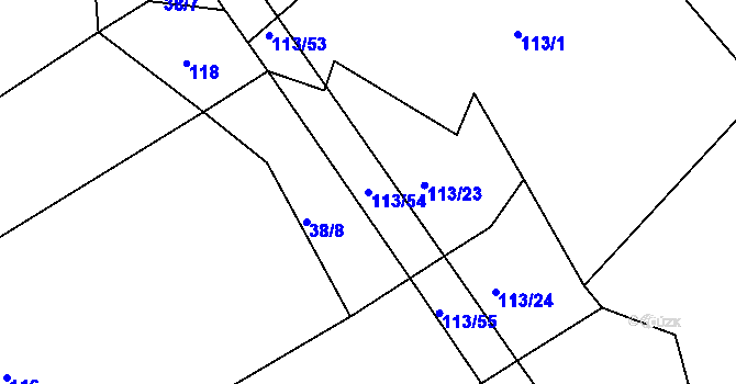 Parcela st. 113/54 v KÚ Bežerovice, Katastrální mapa