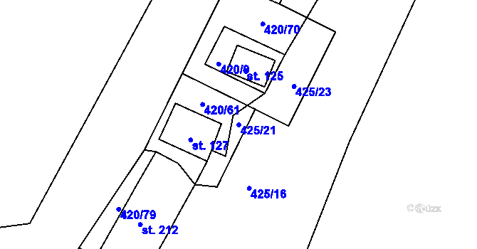 Parcela st. 425/21 v KÚ Bežerovice, Katastrální mapa